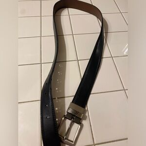 Dickies Reversible Black Brown Leather Belt Mens Size 36 Silver Buckle